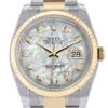 Datejust 36 White mother-of-pearl Diamond Dial Fluted 18K Gold Two Tone Oyster Watch 116233