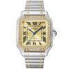 Santos de Cartier Medium Steel & 18ct Yellow Gold Diamond Set Watch