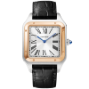 Santos-Dumont XL Steel & 18ct Rose Gold Silver Dial Leather Strap Watch