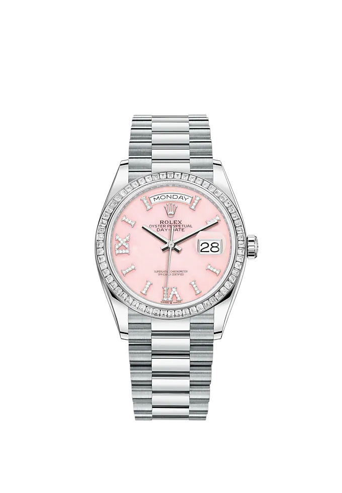 Rolex Day-Date, 36mm, Platinum and Diamonds, Ref# 128396tbr-0009