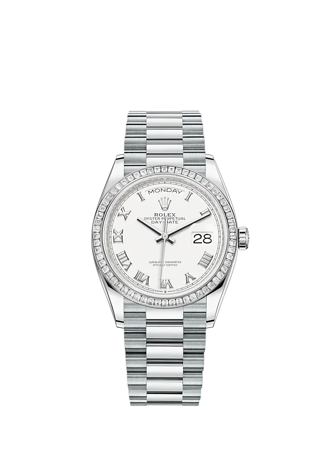 Rolex Day-Date, 36mm, Platinum and Diamonds, Ref# 128396tbr-0010