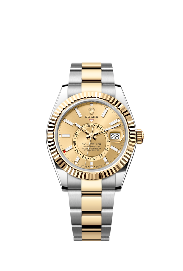 Rolex Sky-Dweller, 42mm, Oystersteel and 18k Yellow Gold, Champagne, Oyster, Ref# 336933-0001