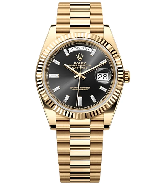 Rolex Day-Date 40 Presidential dial, Fluted Bezel, President bracelet, 2022 model Yellow gold Watch 228238-0004