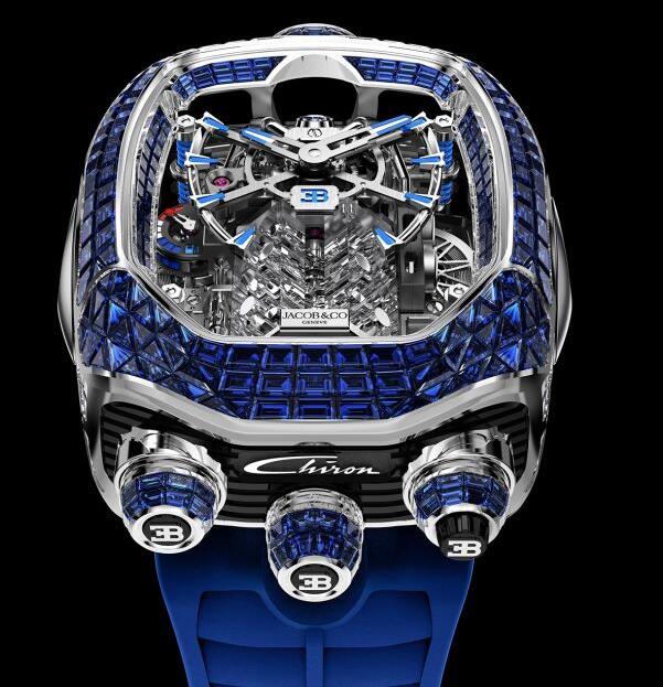 Jacob & Co. BUGATTI CHIRON TOURBILLON BAGUETTE BLUE SAPPHIRES BU800.30.BB.UA.ABRUA Watch Replica Jacob and Co Watch Price