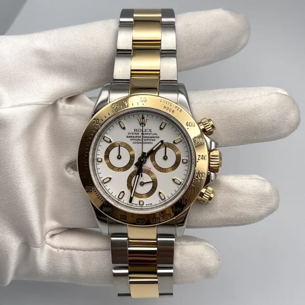 Rolex Daytona 116523 Stainless Steel Yellow Gold White Dial