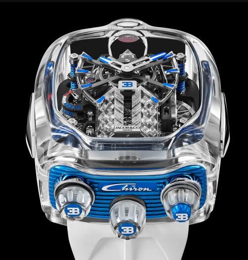 Jacob & Co. BUGATTI CHIRON TOURBILLON SAPPHIRE CRYSTAL & BLUE Watch Replica BU210.80.AB.AA.BBRUA Jacob and Co Watch Price