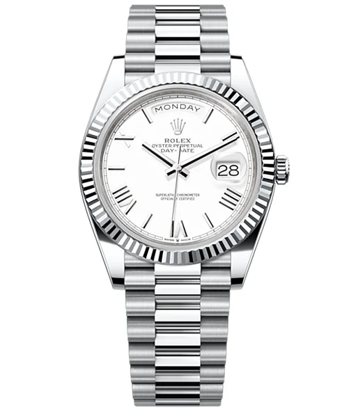 Rolex Day-Date 40 Presidential White dial, Smooth Bezel, President bracelet, Watch 228206-0028