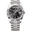 Rolex Day-Date 40 Presidential Black dial, Fluted Bezel, President bracelet, White gold Watch