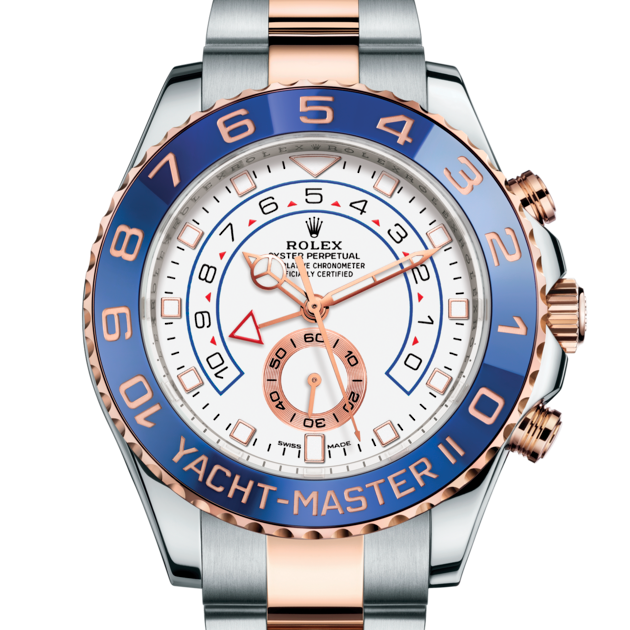 Rolex Yacht-Master II Two Tone Steel Rose Gold White Dial Watch 116681-0002